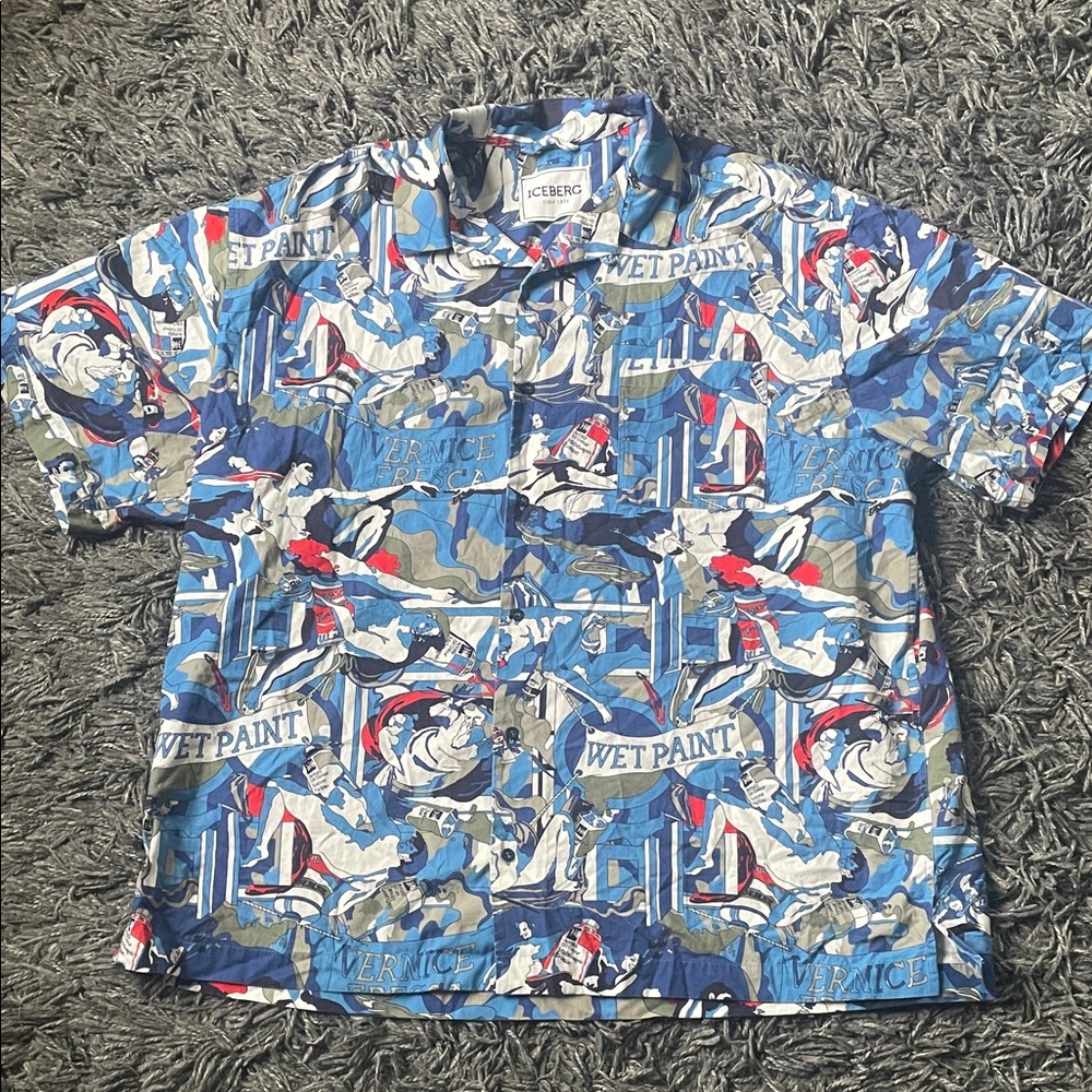 Iceberg Blue and Red 2 Piece set shirt and shorts size XL - Picture 3 of 15